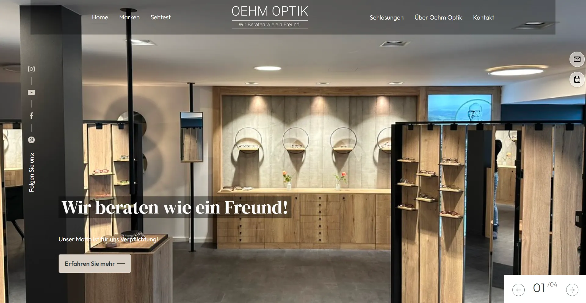 Website Oehm Optik