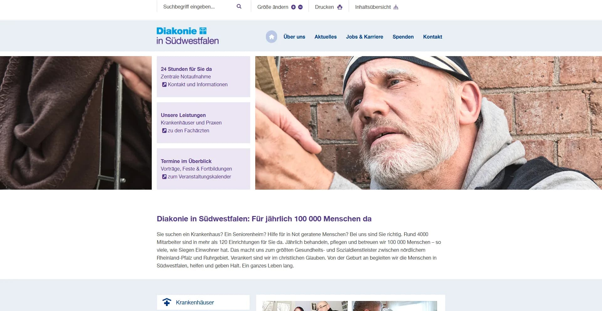 Website Diakonie in Südwestfalen