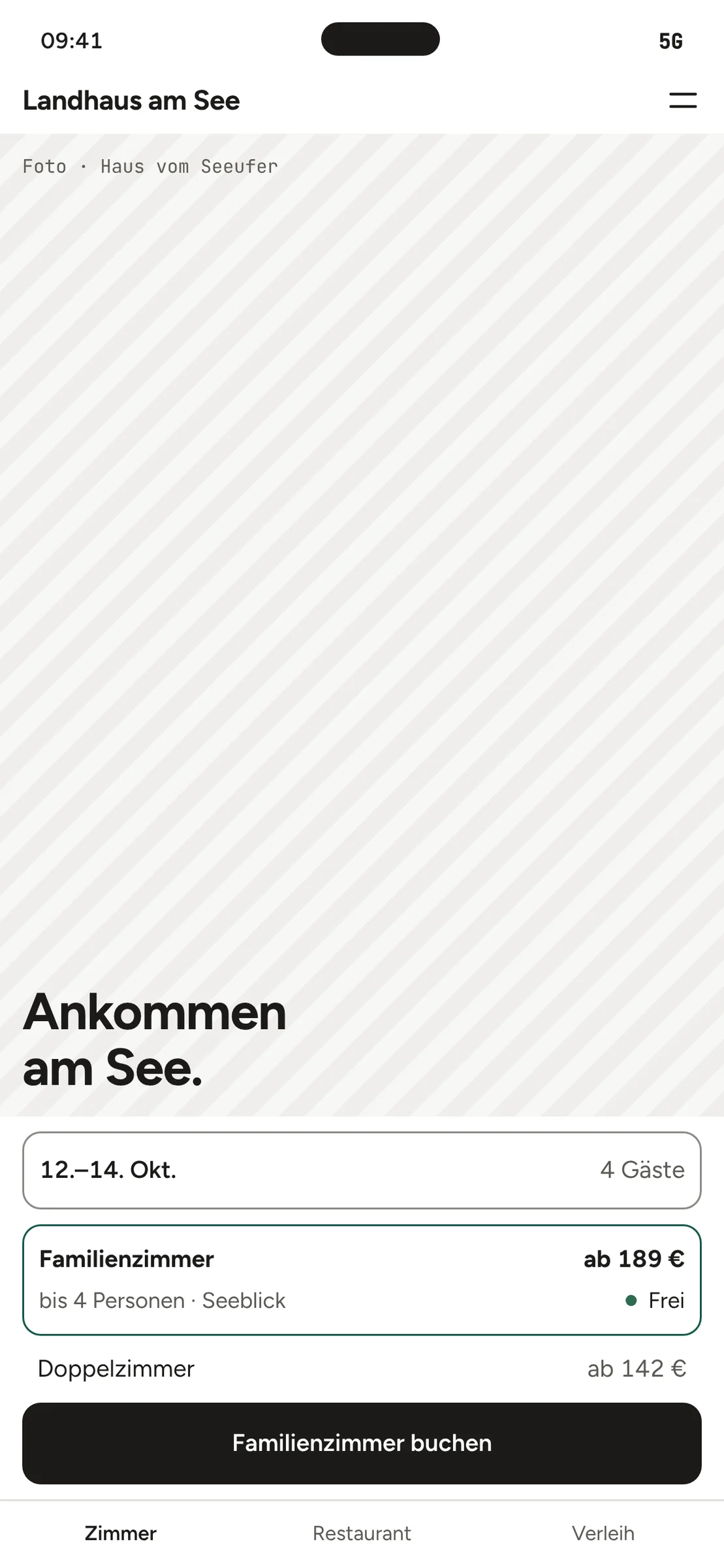 Gäste-Website mobil: Familienzimmer buchen